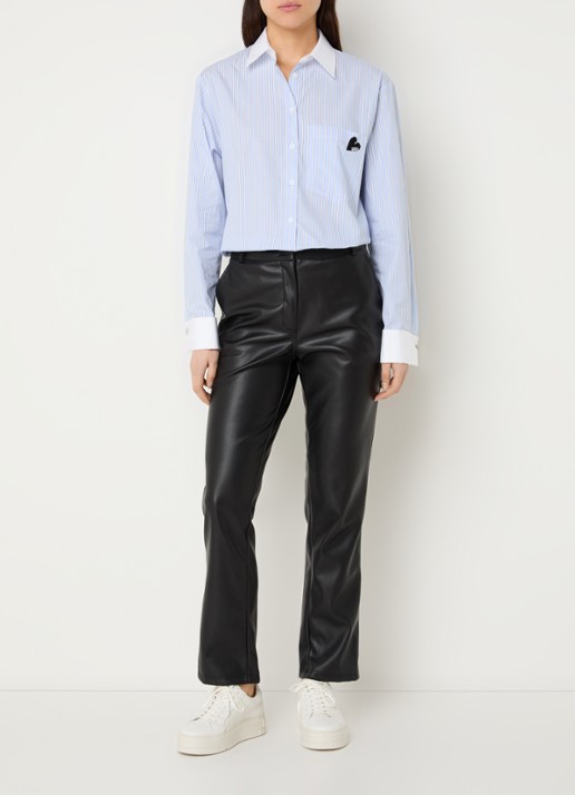 Zadig&Voltaire Morning longline blouse van  katoen met streepprint - voorkant 5 lichtblauw