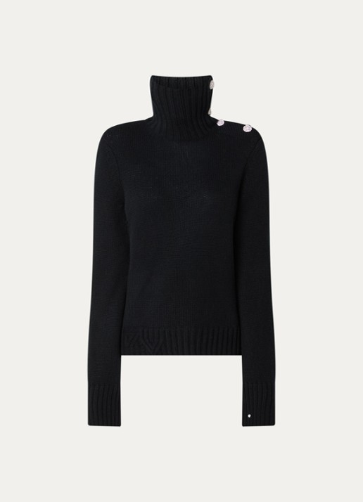 Zadig&Voltaire Nalma fijngebreide trui van kasjmier met col - voorkant zwart