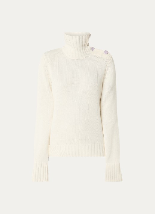 Zadig&Voltaire Nalma fijngebreide trui van kasjmier met col - voorkant 3 gebroken wit