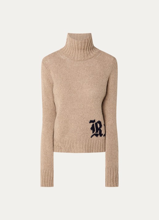 Zadig&Voltaire Nalma grofgebreide trui van wol - voorkant 2 donkerbeige