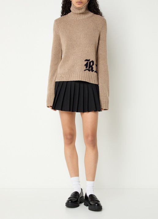 Zadig&Voltaire Nalma grofgebreide trui van wol - voorkant 3 donkerbeige