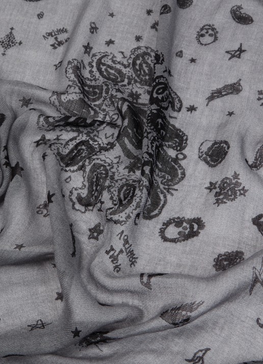 Zadig&Voltaire Nuage sjaal van kasjmier met paisley dessin 90 x 90 cm - detail 2 donkergrijs