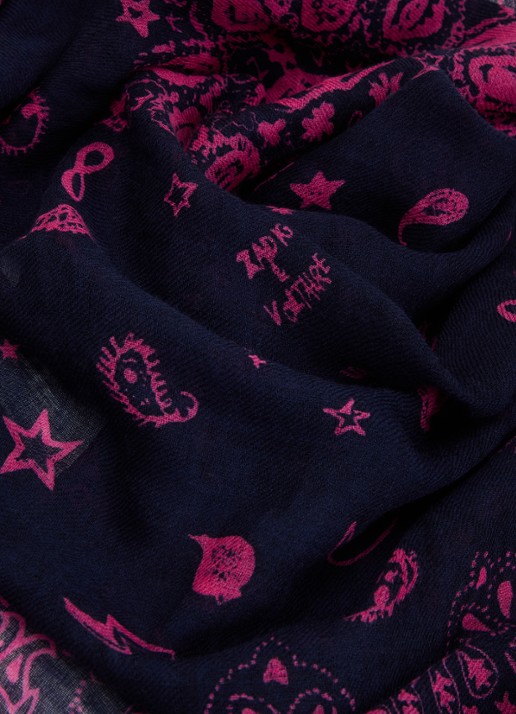 Zadig&Voltaire Nuage sjaal van kasjmier met paisley dessin 90 x 90 cm - detail 3 fuchsia