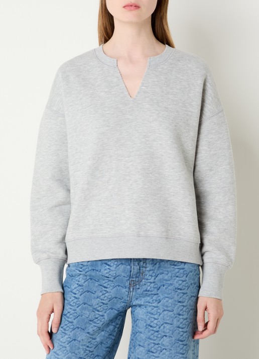 Zadig&Voltaire Olive sweater met flock logoprint - achterkant grijsmele
