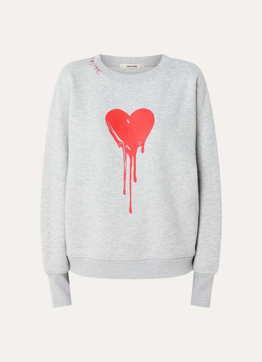 Zadig&Voltaire Oscar sweater met print - voorkant grijsmele