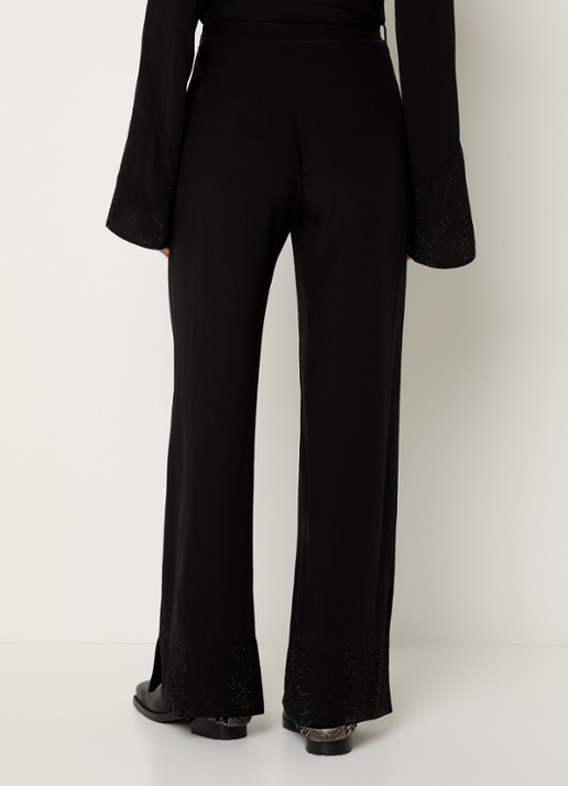 Zadig&Voltaire Papel high waist wide fit pantalon met strass - achterkant 4 zwart