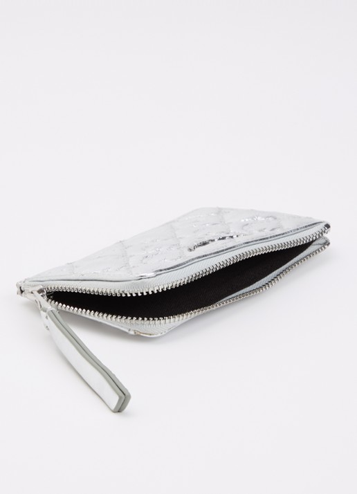 Zadig&Voltaire Pasjeshouder van leer met metallic finish en quilt patroon - voorkant 3 zilver