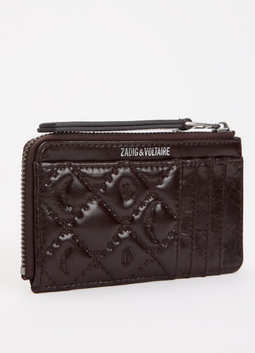 Zadig&Voltaire Pasjeshouder van leer met quilt patroon - achterkant 3 donkerbruin