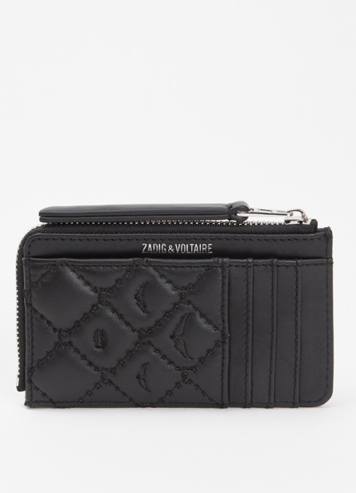 Zadig&Voltaire Pasjeshouder van quilted lamsleer - voorkant 2 zwart