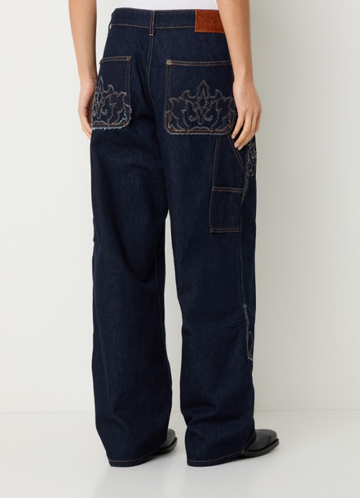 Zadig&Voltaire Perya mid waist loose fit jeans met borduring - achterkant 5 indigo