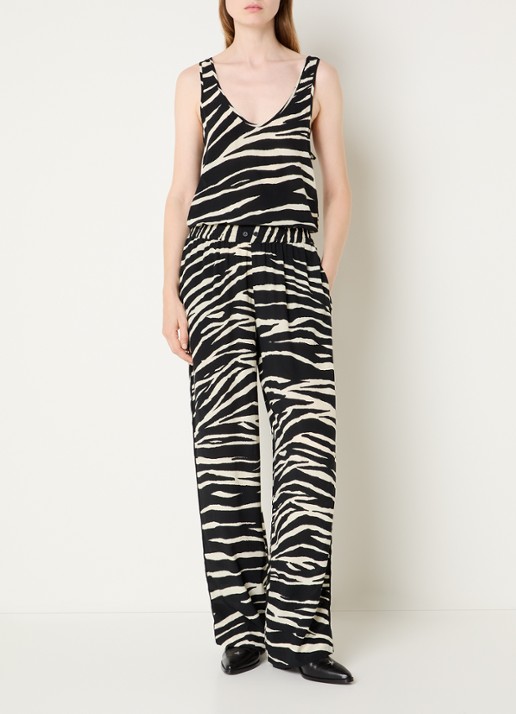 Zadig&Voltaire Pin high waist straight fit broek met steekzakken - voorkant 4 zwart