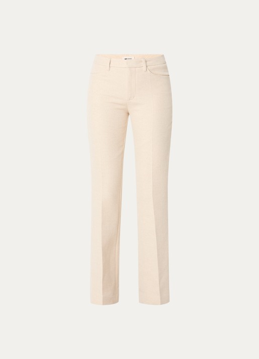 Zadig&Voltaire Pistol high waist straight fit pantalon met lurex - voorkant 4 vanillegeel