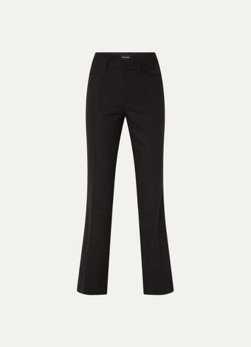 Zadig&Voltaire Pistol high waist straight fit pantalon met steekzakken - voorkant zwart