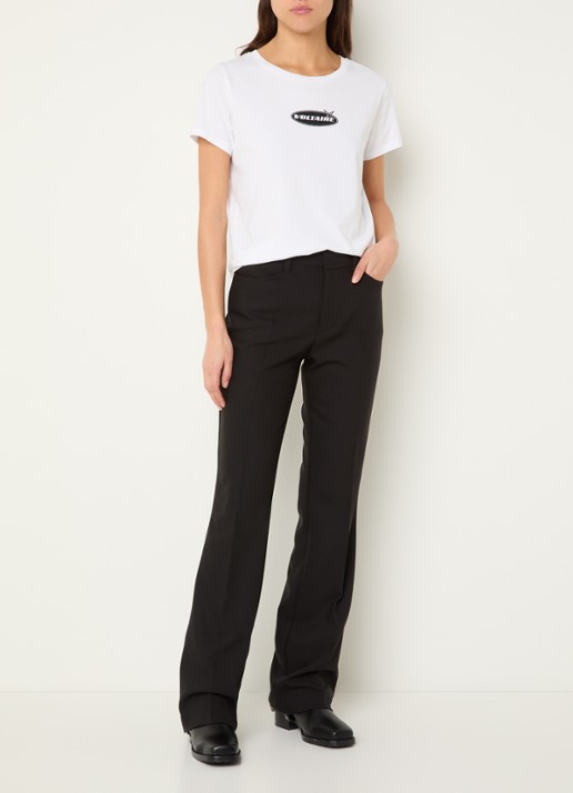 Zadig&Voltaire Pistol high waist straight fit pantalon met steekzakken - voorkant 2 zwart