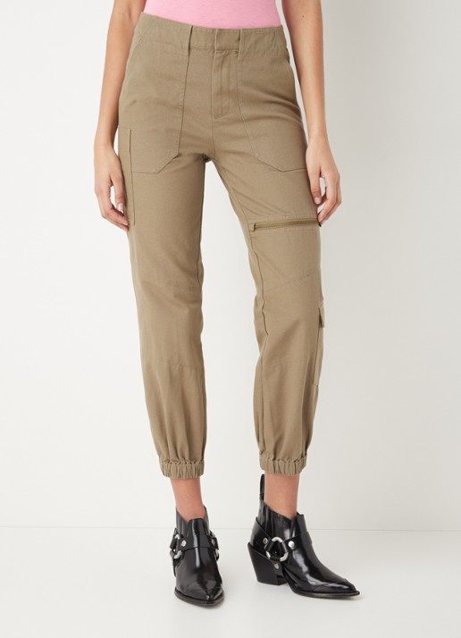 Zadig&Voltaire Poder high waist tapered fit cropped cargobroek  - detail 4 khaki