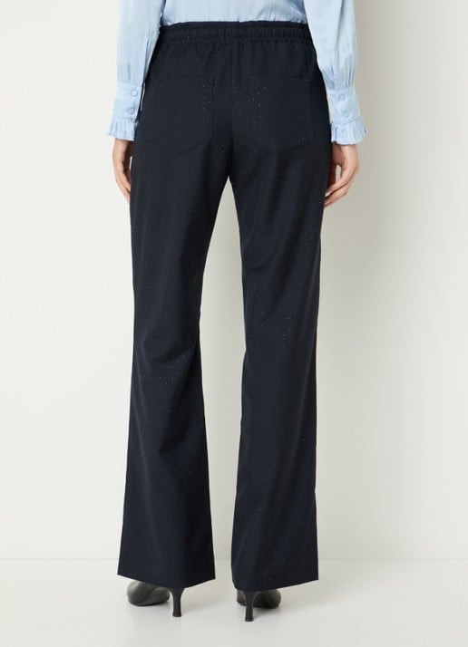 Zadig&Voltaire Poma high waist flared fit pantalon met strass en steekzakken - achterkant blauwgrijs