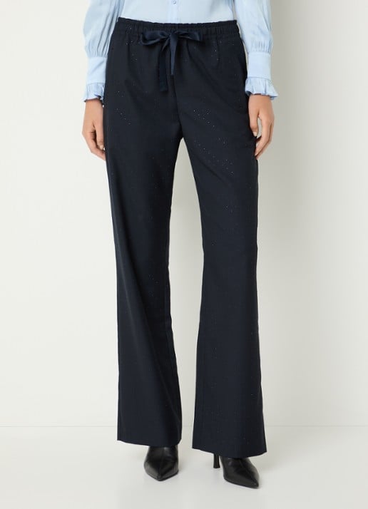 Zadig&Voltaire Poma high waist flared fit pantalon met strass en steekzakken - detail 2 blauwgrijs
