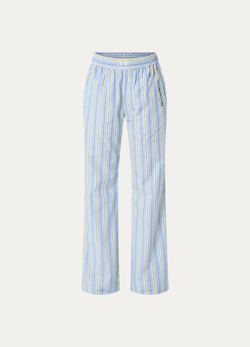 Zadig&Voltaire Poma straight fit broek met streepprint - voorkant 3 lichtblauw