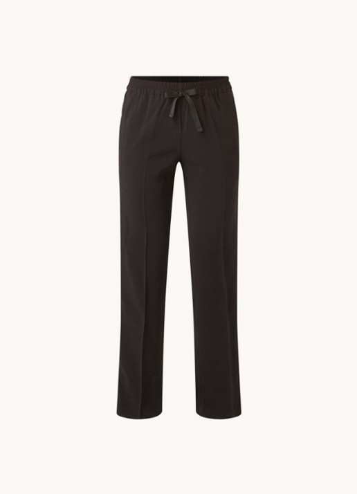 Zadig&Voltaire Pomy high waist straight fit trackpants van crêpe - voorkant zwart