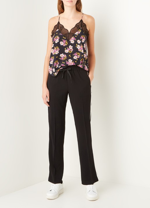 Zadig&Voltaire Pomy high waist straight fit trackpants van crêpe - voorkant 2 zwart