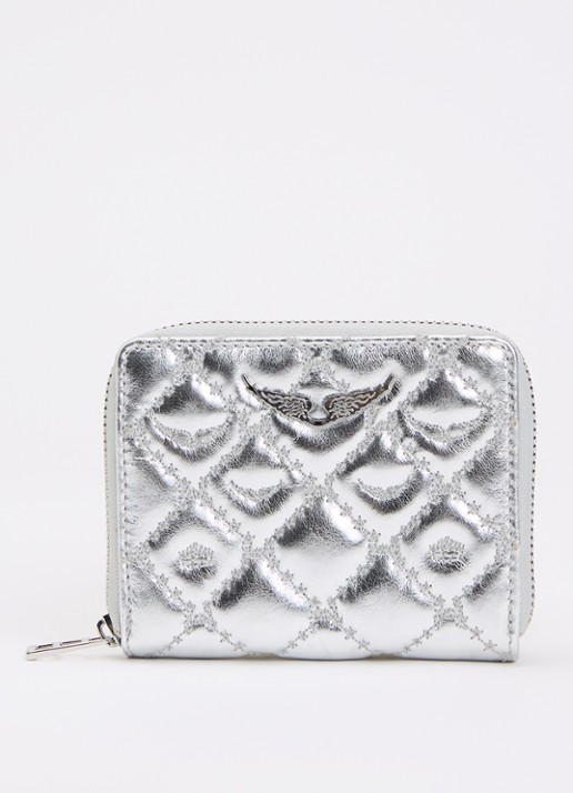 Zadig&Voltaire Portemonnee van leer met metallic finish en quilt patroon
