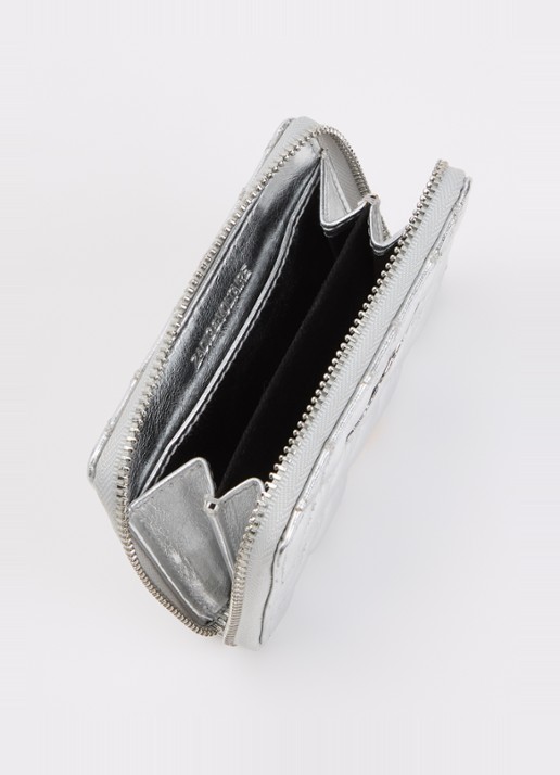 Zadig&Voltaire Portemonnee van leer met metallic finish en quilt patroon - voorkant 3 zilver