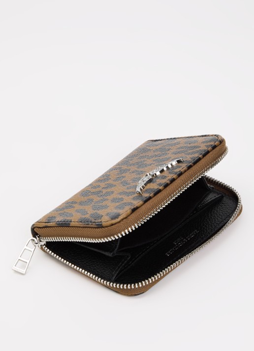 Zadig&Voltaire Portemonnee van leer met panterprint - voorkant 3 bruin