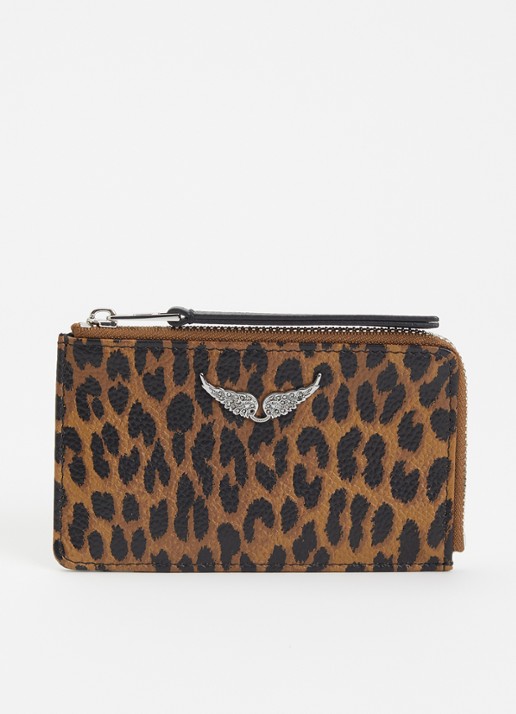 Zadig&Voltaire Portomonee van leer met panterprint  - voorkant 2 bruin