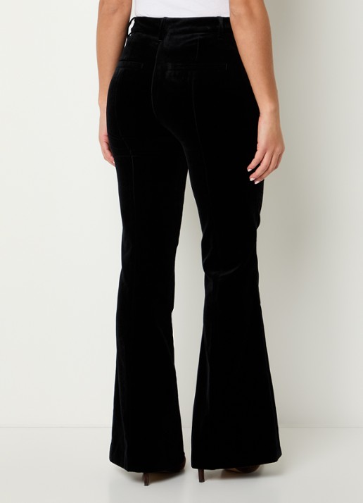 Zadig&Voltaire Prevy high waist flared fit pantalon van fluweel met steekzakken - achterkant 2 zwart