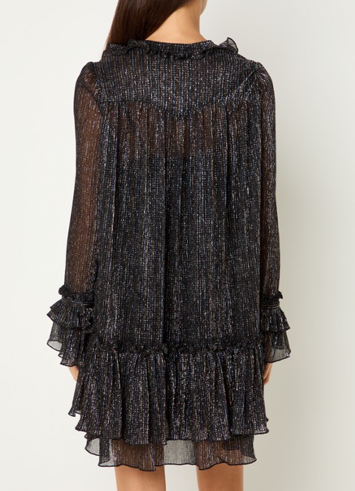 Zadig&Voltaire Ralice mini jurk met volant en lurex - achterkant 2 zwart