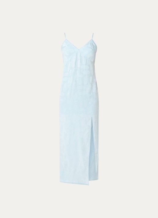 Zadig&Voltaire Ramelil maxi jurk van zijde met split - voorkant lichtblauw