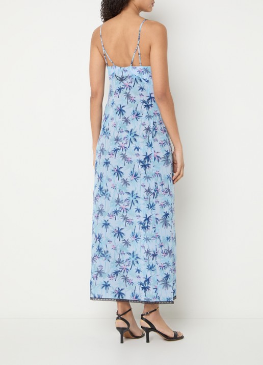 Zadig&Voltaire Ramelil midi jurk van zijde met print - achterkant lichtblauw