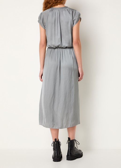 Zadig&Voltaire Randall midi jurk van satijn met asymmetrische zoom - achterkant grijs