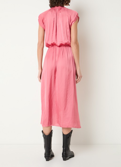 Zadig&Voltaire Randall midi jurk van satijn met asymmetrische zoom - achterkant oudroze