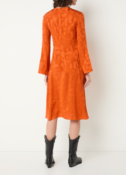 Zadig&Voltaire Randon midi tuniekjurk van zijde met jacquard dessin - achterkant orange