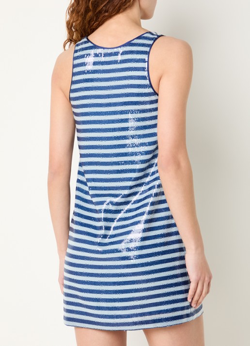 Zadig&Voltaire Rasha mini jurk met streepprint en pailletten - achterkant 2 blauw