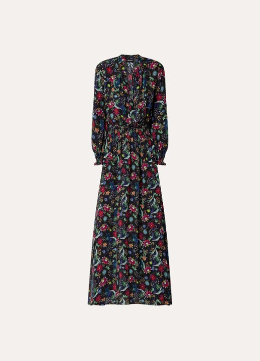 Zadig&Voltaire Rayado maxi jurk met bloemenprint en split - voorkant 3 koraal