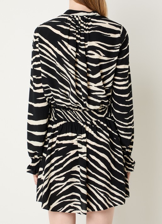 Zadig&Voltaire Rayados mini tuniek jurk met zebraprint - achterkant 4 zwart