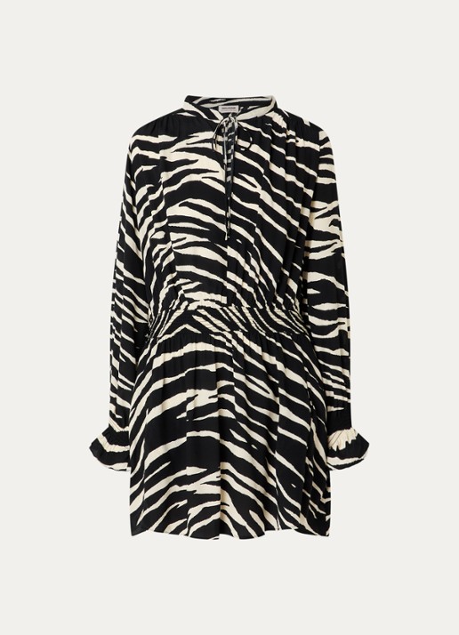 Zadig&Voltaire Rayados mini tuniek jurk met zebraprint - voorkant zwart