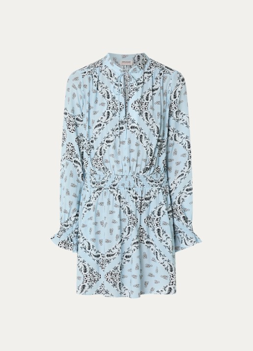 Zadig&Voltaire Rayados mini tuniekjurk met logoprint  - voorkant lichtblauw