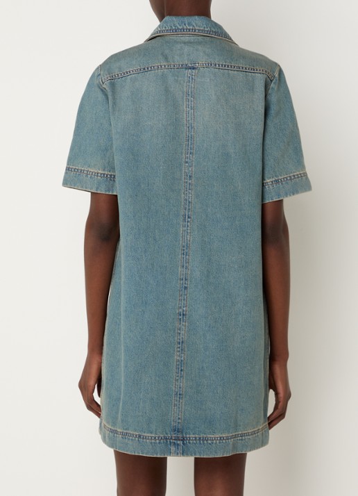 Zadig&Voltaire Record mini denim jurk met klepzakken - achterkant indigo