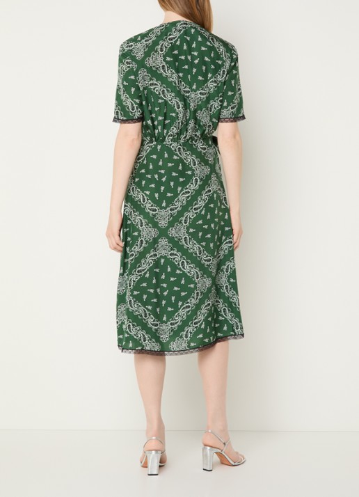Zadig&Voltaire Reforme midi jurk met strikdetail en paisley dessin - achterkant 2 groen