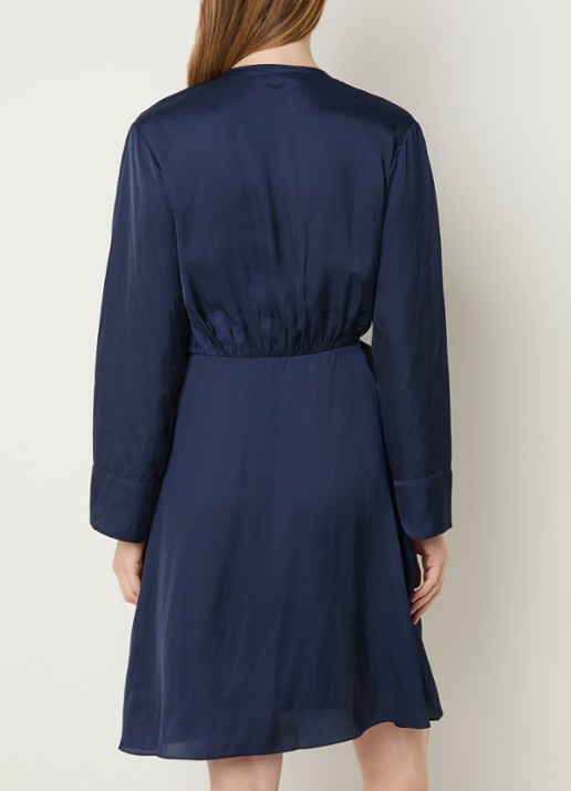 Zadig&Voltaire Remoir mini wikkeljurk van satijn - achterkant donkerblauw