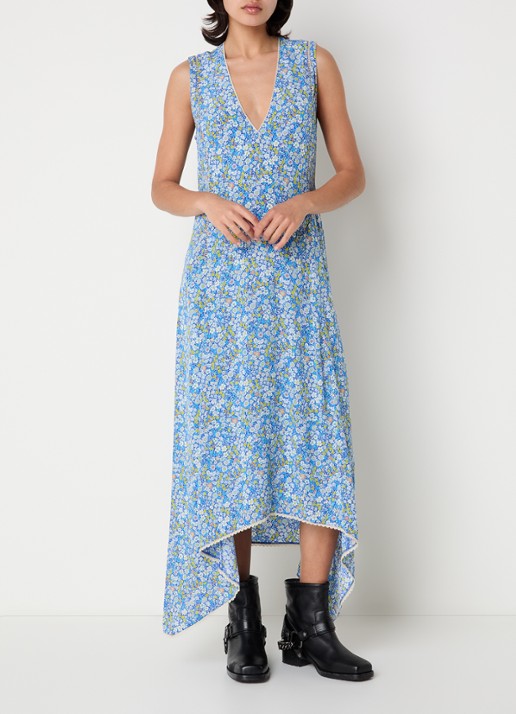 Zadig&Voltaire Rerol maxi jurk met print en asymmetrische zoom - detail 3 blauw