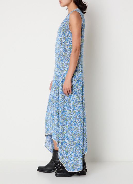 Zadig&Voltaire Rerol maxi jurk met print en asymmetrische zoom - voorkant 2 blauw