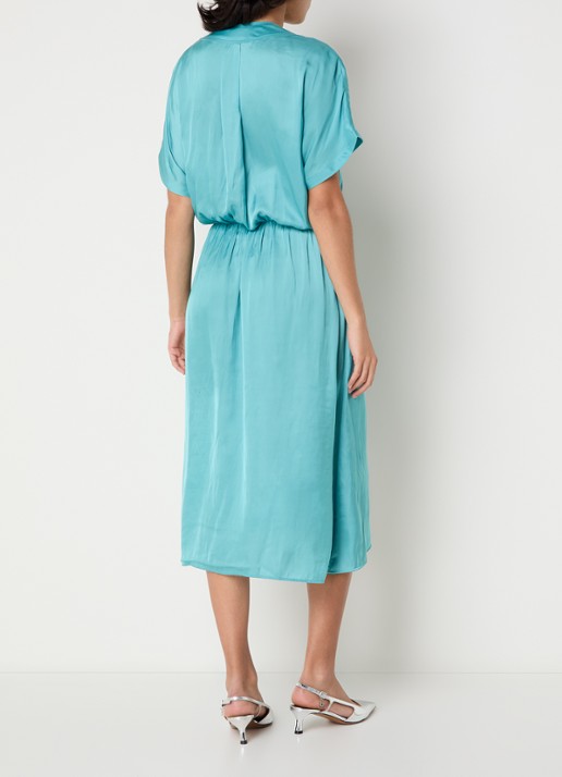 Zadig&Voltaire Riaz midi jurk van satijn - achterkant 2 turquoise