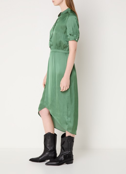 Zadig&Voltaire Rimaz midi tuniekjurk van satijn - voorkant 4 groen