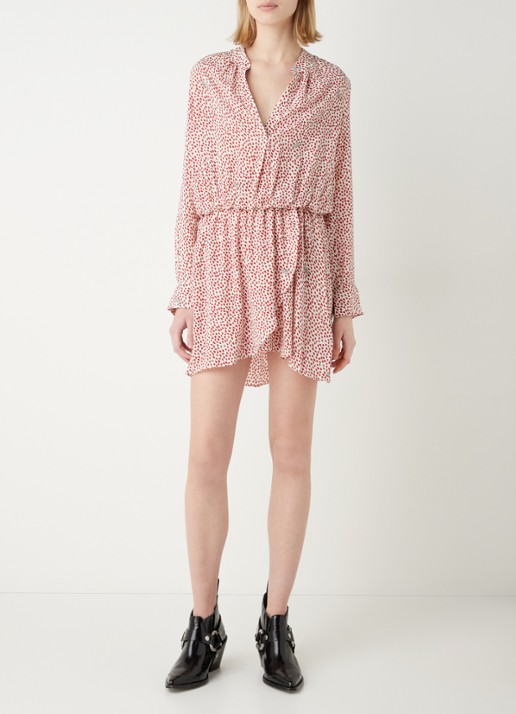 Zadig&Voltaire Rinka mini jurk met print en V-hals  - voorkant 3 rood