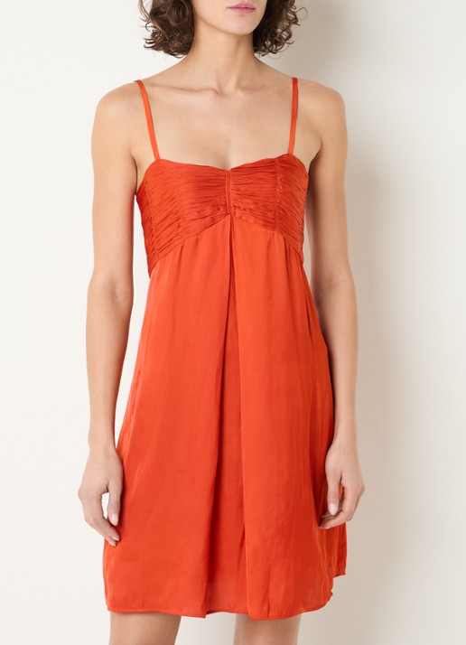 Zadig&Voltaire Rippies mini jurk van satijn met plooidetail en smockwerk