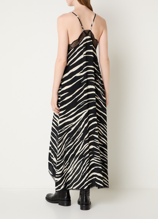 Zadig&Voltaire Risty maxi jurk met zebraprint - achterkant zwart